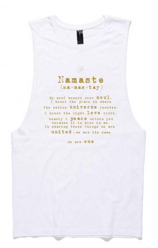 Namaste WHITE - Organic Cotton Bamboo Yoga Tank: S