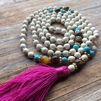 The PATIENCE Mala - with Magenta Tassle