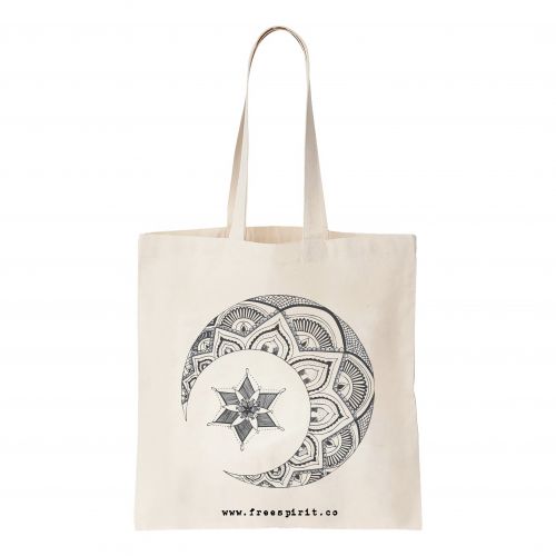 'Mandala Moon" Organic Cotton Tote Bag