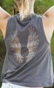 Angel Wings Flow Tank - Grey - Organic Cotton Bamboo Yoga Top